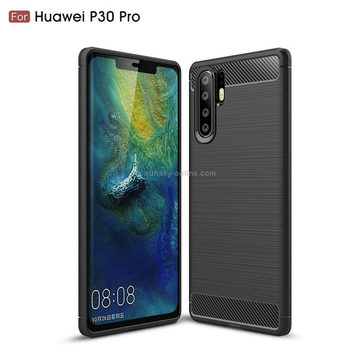 [1536] Brushed Texture Carbon Fiber Shockproof TPU Case for Huawei P30 Pro.