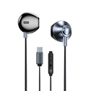 WK YB08 Black Gold Series USB-C/Type-C Music Call Wired Earphones.