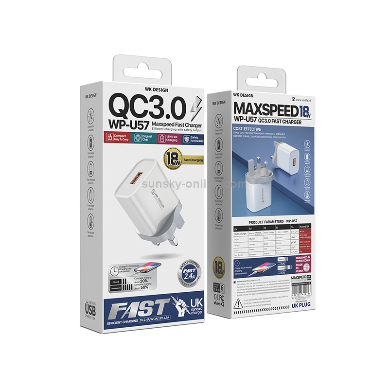 WK WP-U57 Max 18W Maxspeed QC3.0 Fast Charger.