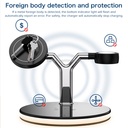 3 in 1 15W Multi-function Magnetic Wireless Charger for Mobile Phones & Apple Watches & AirPods , with Colorful LED Light.