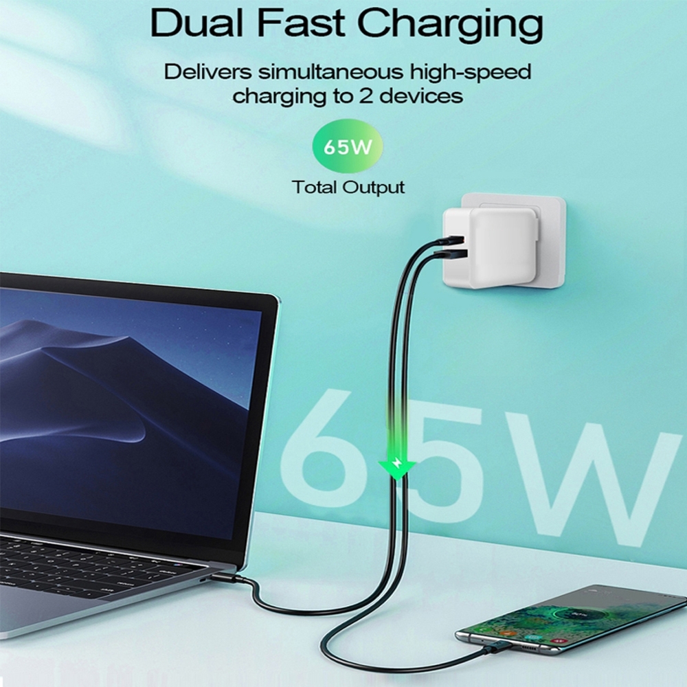 PD-65W USB-C / Type-C + QC3. 0 USB Laptop Charging Adapter.