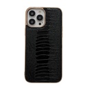 For iPhone 14 Pro Max Genuine Leather Pinshang Series Nano Electroplating Phone Case .