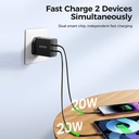 
JOYROOM  40W Dual USB-C / Type-C 2PD Mini Intelligent Fast Charger.