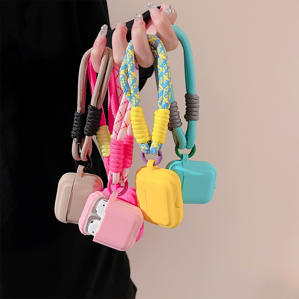 For AirPods 3 Dopamine Contrast Color Silicone Earphone Cover With Hand Strap.