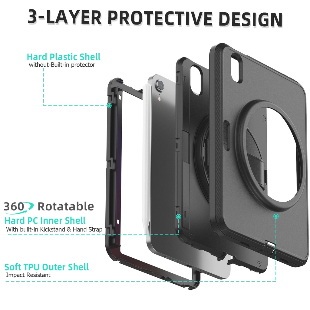 For iPad mini /4/5/6 Shockproof TPU + PC Tablet Case.