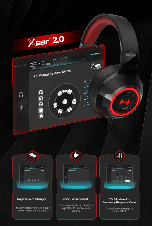 Edifier Hecate  USB-Audio RGB Gaming Headset Black.