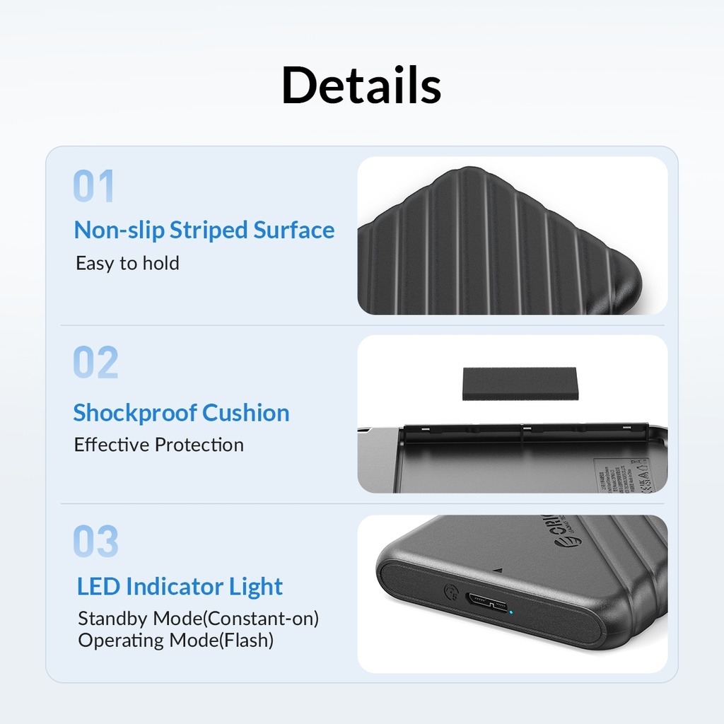 ORICO  USB to Type-C 2.5 inch External Storage Hard Drive Case.