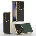 For Samsung Galaxy S23 Ultra 5G GKK Plating Soft TPU + Leather Full Coverage Phone Case .