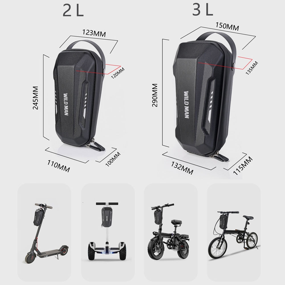 WILD MAN Scooter EVA Hard Shell Front Bag Folding Bicycle Quick Release Hanging Bag.