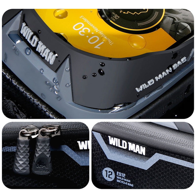 WILD MAN ES12 1L Mountain Bike Front Beam Bag Bicycle Waterproof Phone Saddle Bag.