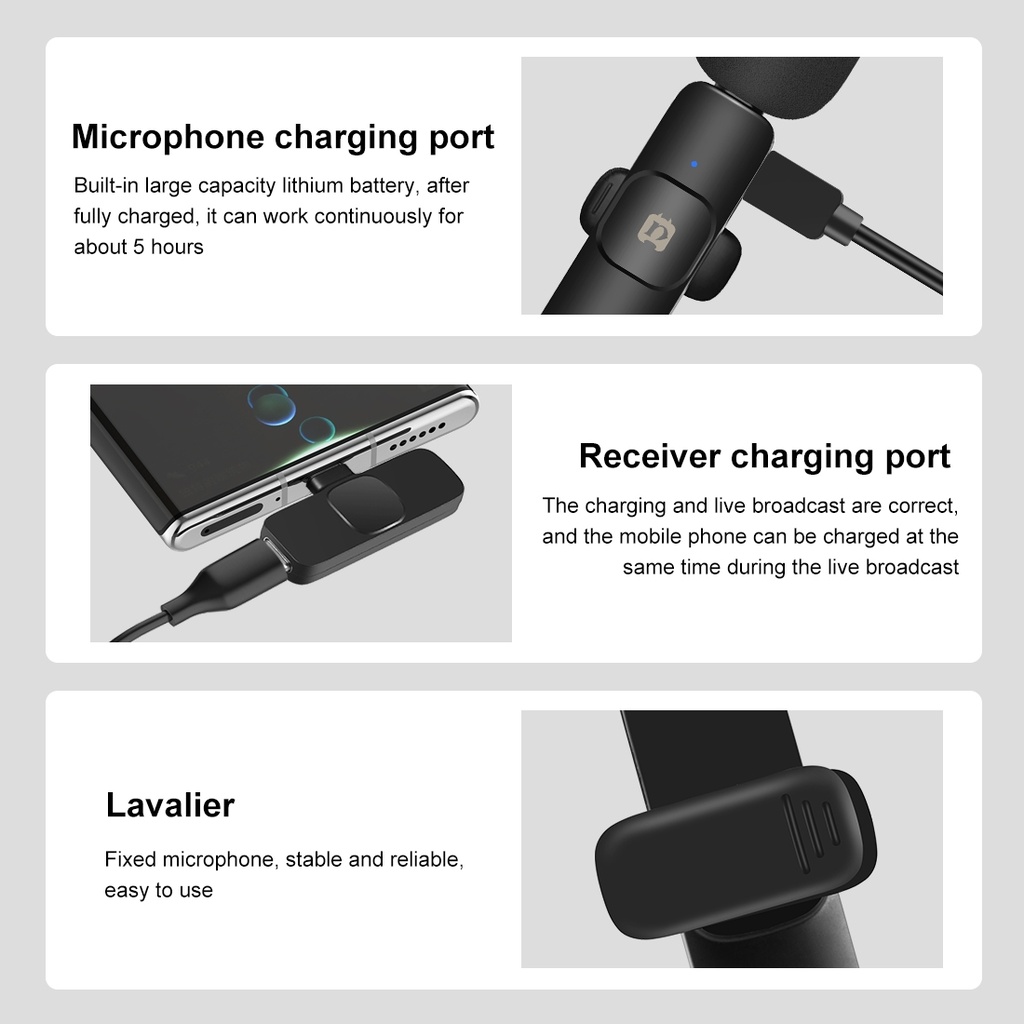 PULUZ Wireless Lavalier Noise Reduction Reverb Microphone for Type-C / USB-C Device.