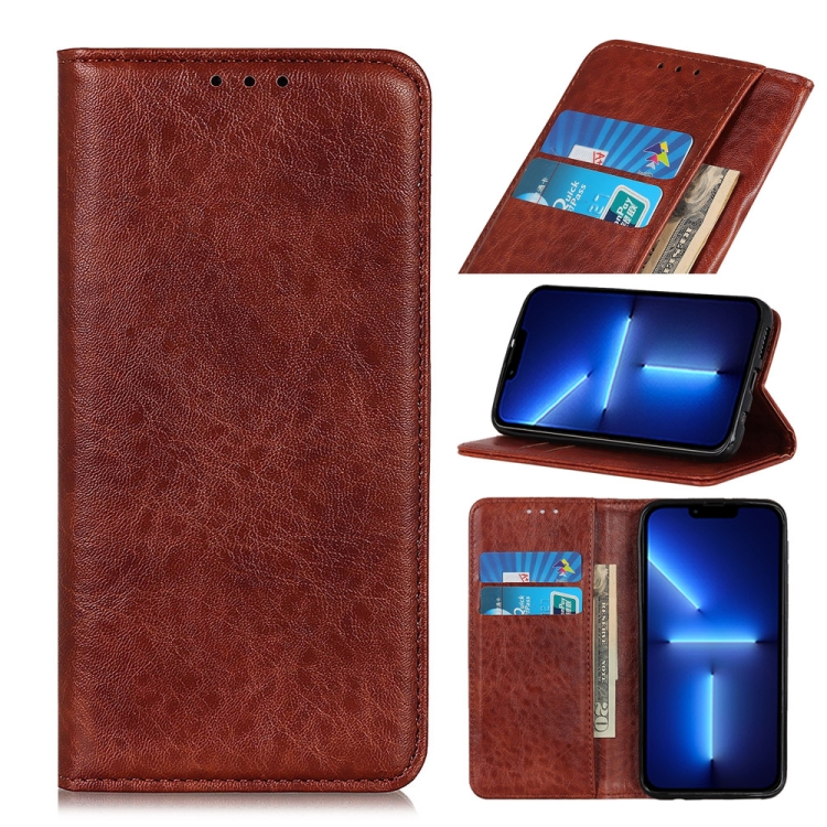 iPhone 13 Pro Magnetic Crazy Horse Texture Horizontal Flip Leather Case with Holder & Card Slots & Wallet 