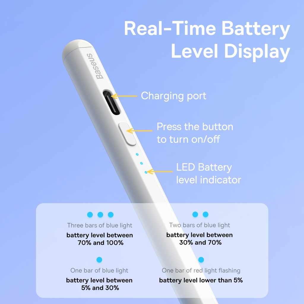 Baseus smooth writing 2 series stylus with led indicators.