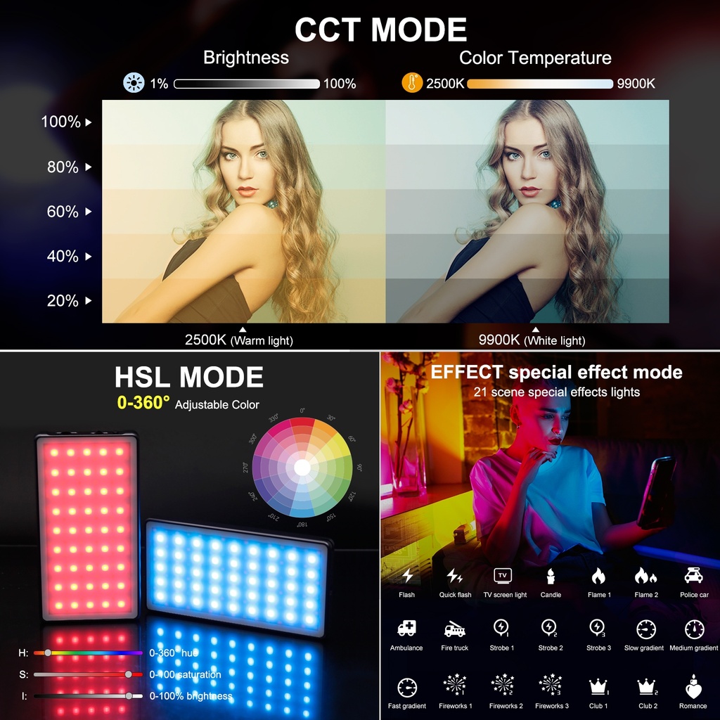 PULUZ LED Full Color RGB Beauty Fill Light Pocket Vlogging Photography Light.