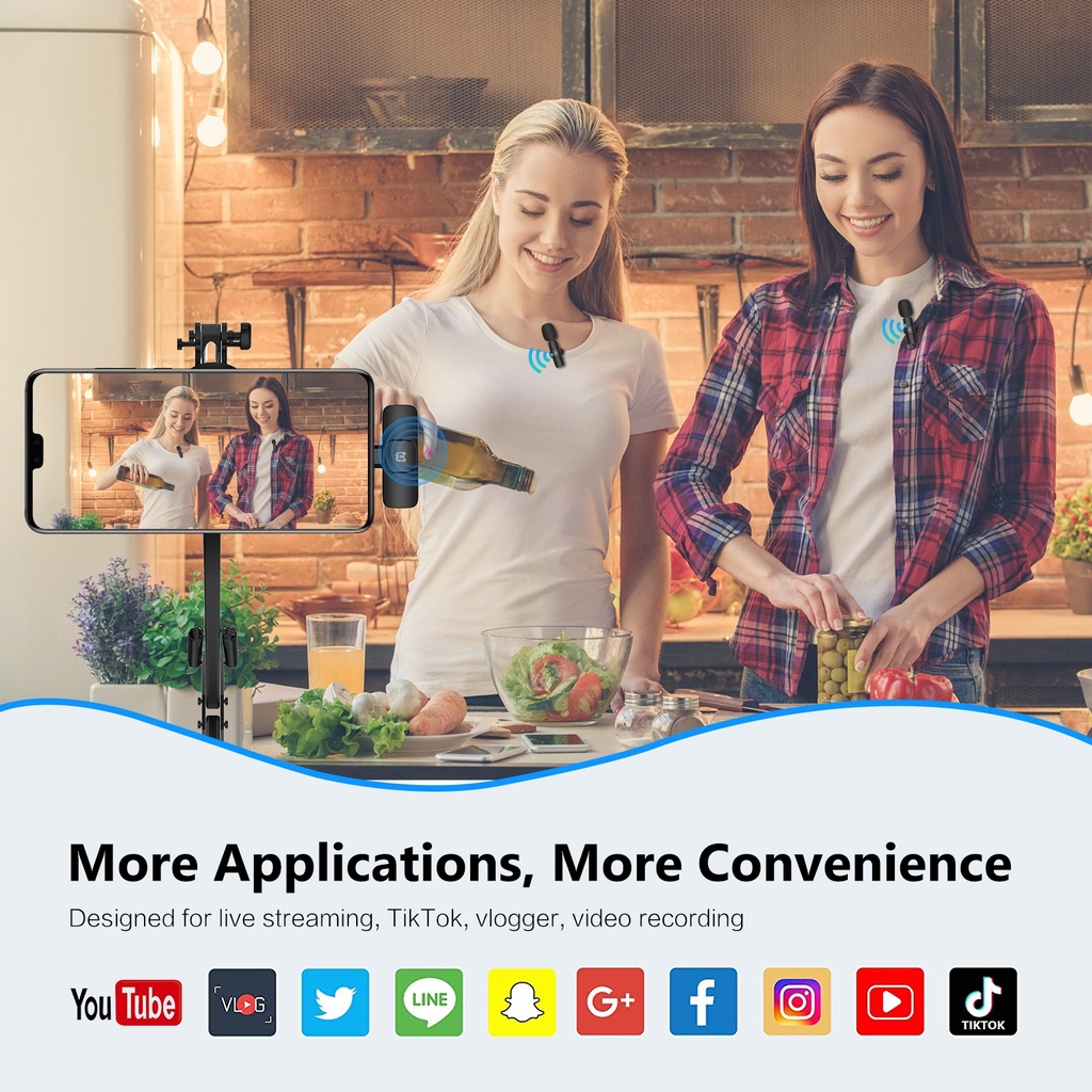 	PULUZ Wireless Lavalier Noise Reduction Reverb Microphones for Type-C Phone, Type-C Receiver and Dual Microphones .