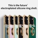iPhone 13 Pro 6D Electroplating Full Coverage Silicone Protective Case with Magnetic Ring Holder