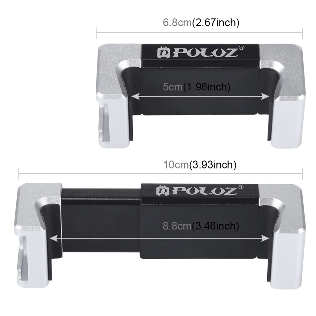PULUZ Universal Phone Aluminum Alloy Clamp Holder Bracket with Cold Shoe For iPhone, Galaxy, Huawei, Xiaomi, Sony, HTC, Google and other Smartphones.