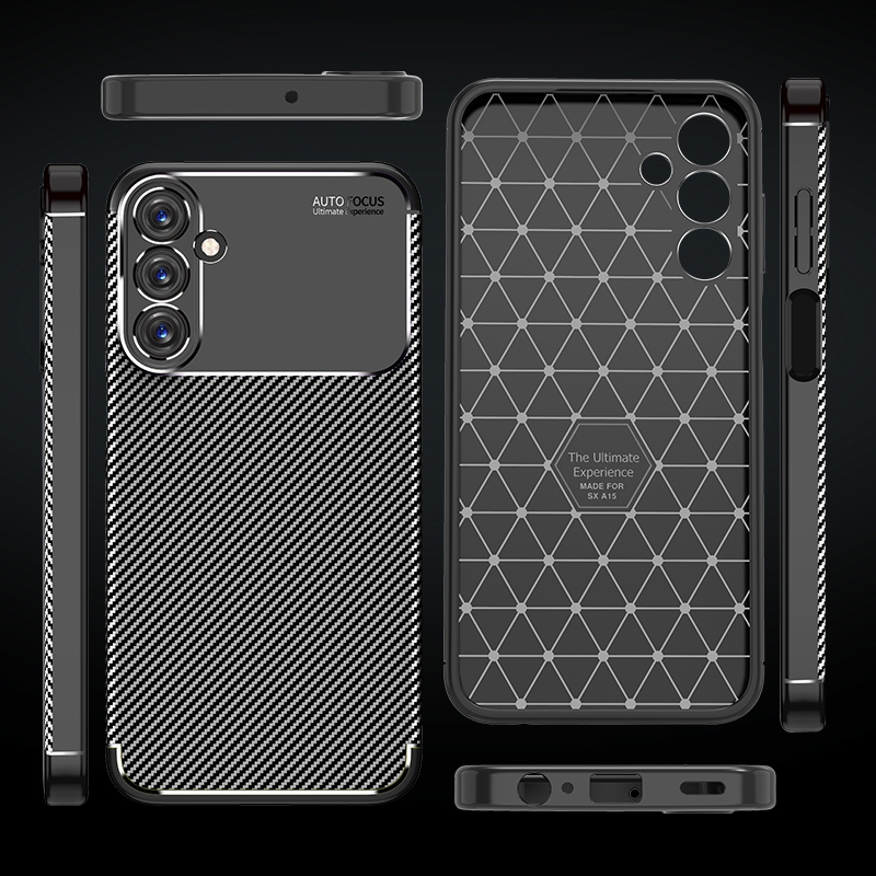 For Samsung Galaxy A15 Carbon Fiber Texture Shockproof TPU Phone Case.