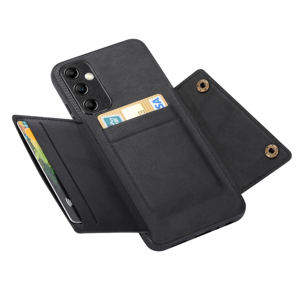 For Samsung Galaxy A15 4G Double Buckle Card Slots Magnetic Phone Case.