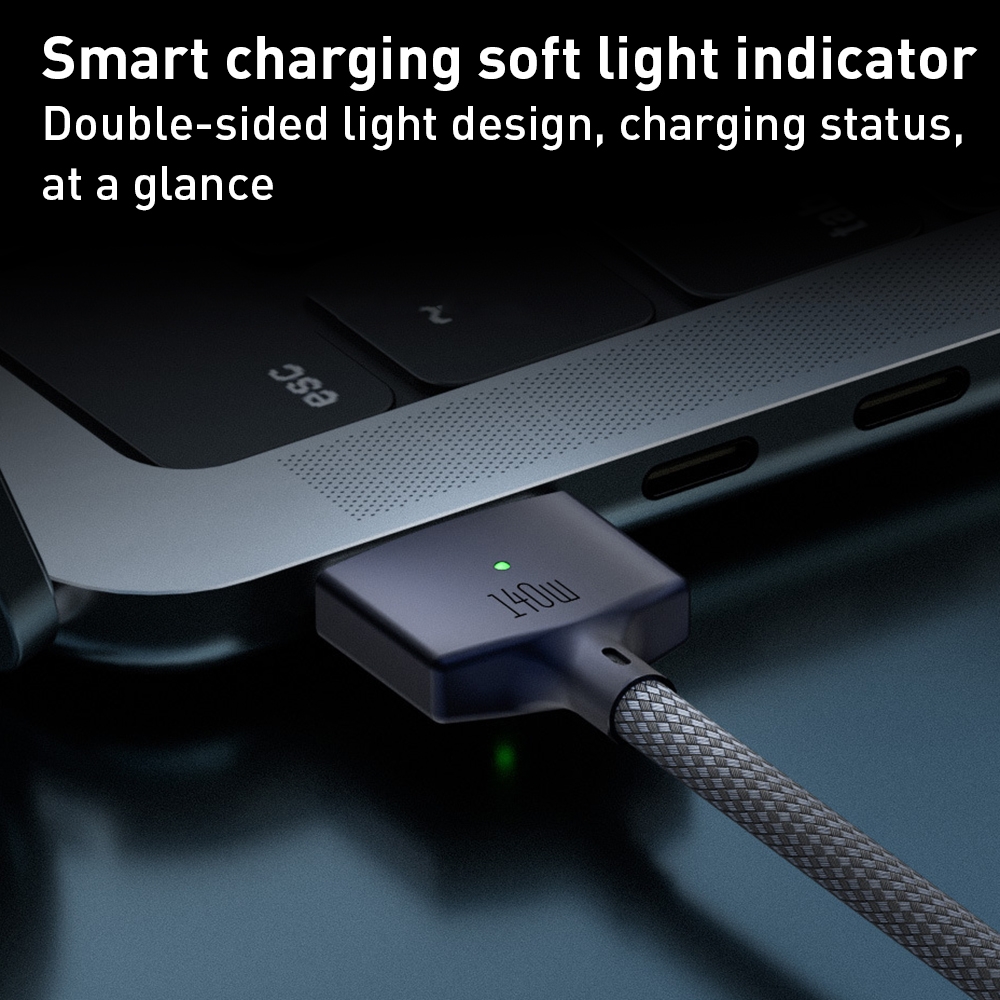 140W USB-C / Type-C to MagSafe 3 Nylon Braided Magnetic Charging Cable.