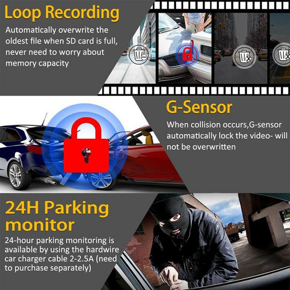 3 inch Car Ultra HD Driving Recorder, Double Recording + GPS + WIFI + Gravity Parking Monitoring + Lane Deviation Warning.