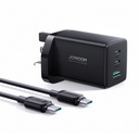 
JOYROOM GaN Ultra 65W 2 Type-C + 1 USB Fast Charger with 1.2m.