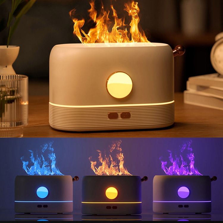 Desktop Simulation Flame Aroma Diffuser Humidifier,3 Colours Light.