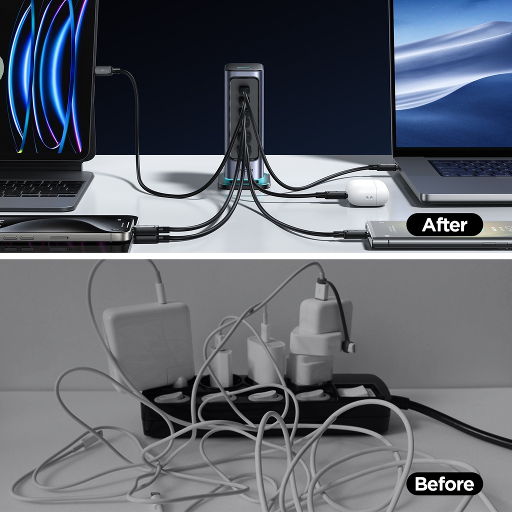 JOYROOM 6 in 1 65W GaN 4 USB-C & 2 USB-A Multi-port Charger.