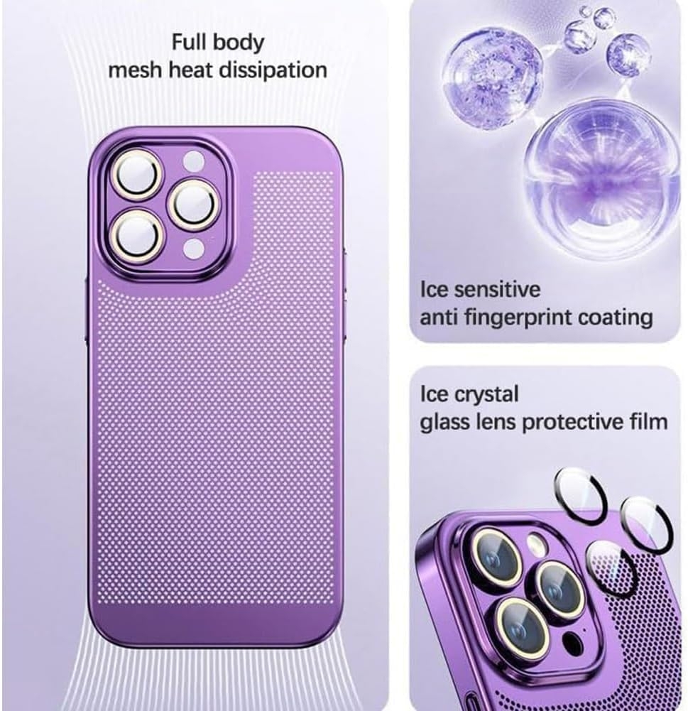 For iPhone 15 Pro Max Fine Mesh Cooling Phone Case.