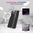 	For iPhone 16 Pro Max MagSafe Clear Acrylic PC +TPU Phone Case.