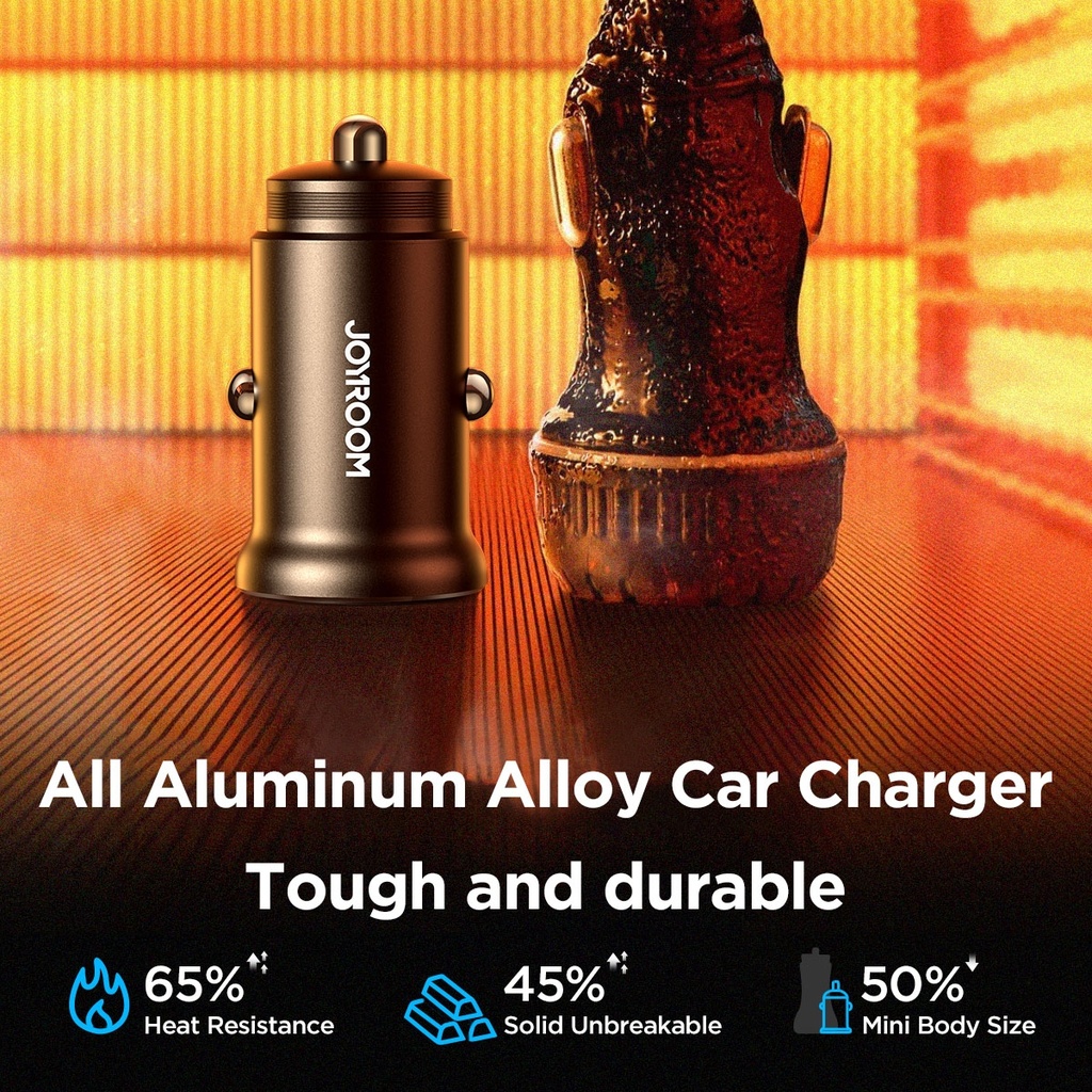 JOYROOM 30W Dual PD Type-C Mini Metal Car Charger.