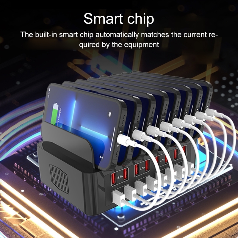 150W 16 x USB Ports Smart Charging Station with Phone & Tablet Stand.