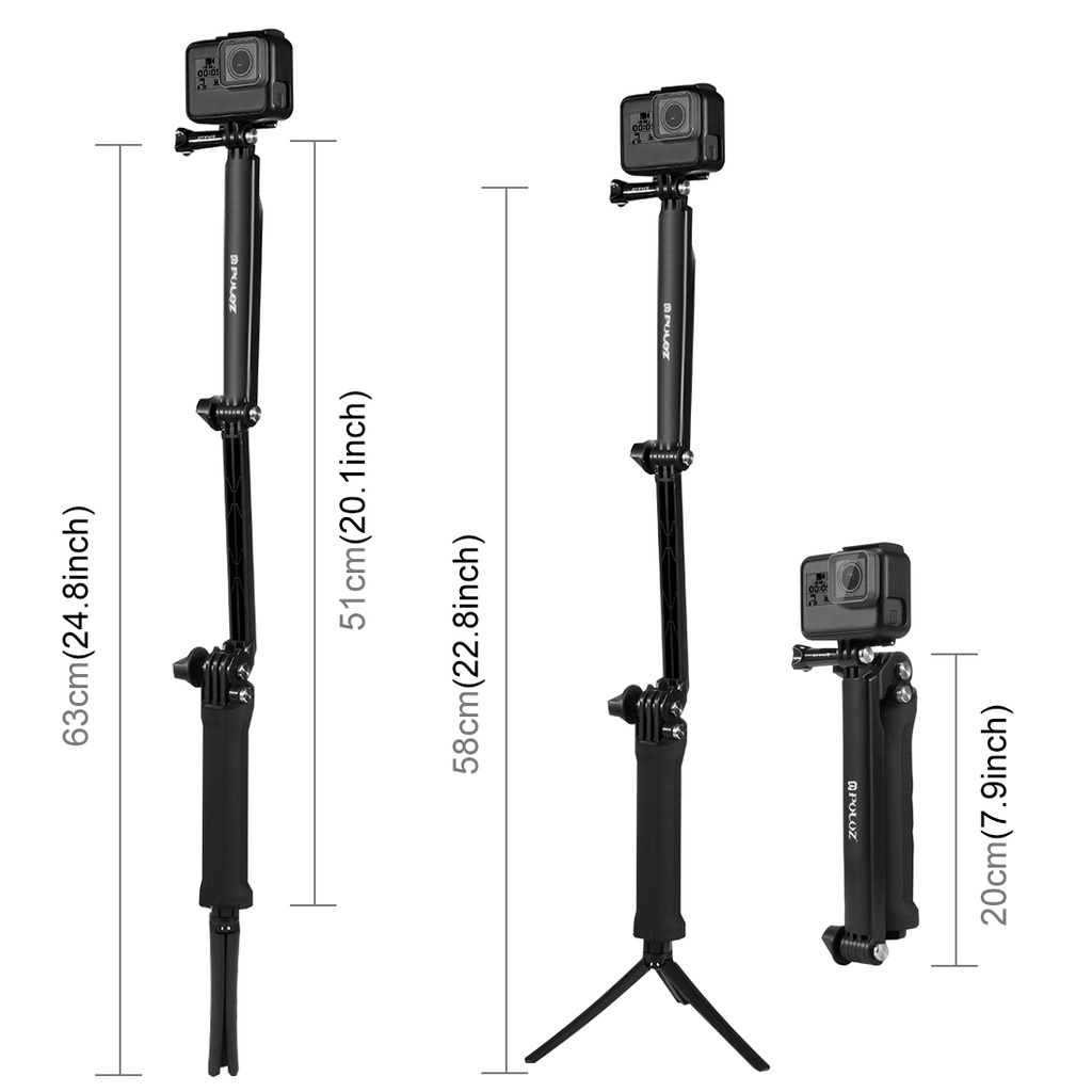 PULUZ Selfie-stick Extension Monopod for GoPro, Insta360 ONE R, DJI Osmo Action and Other Action Cameras.