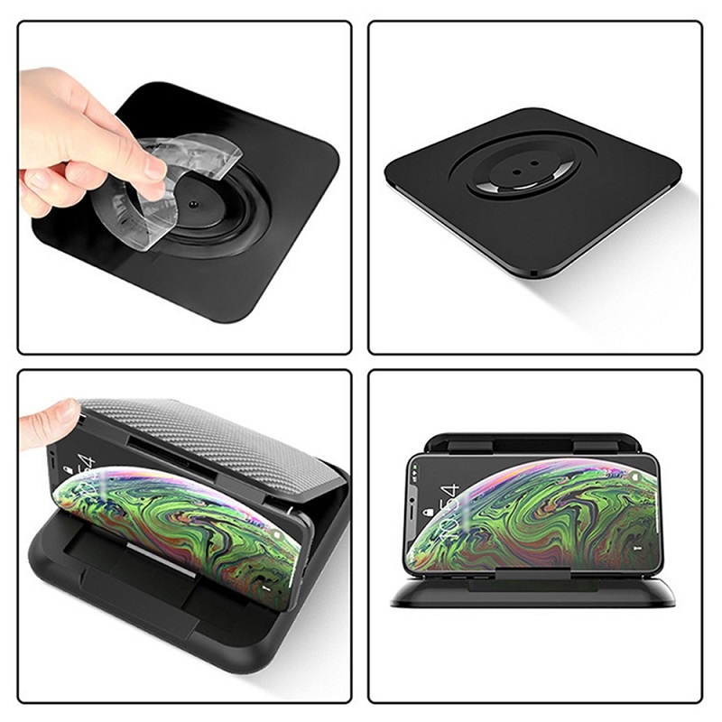 Car Mobile Phone Holder Carbon Fiber Pattern Silicone Dashboard Holder.