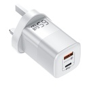 KUULAA RY-U65A 65W USB + USB-C Dual Port Gallium Nitride Charger, Plug:UK