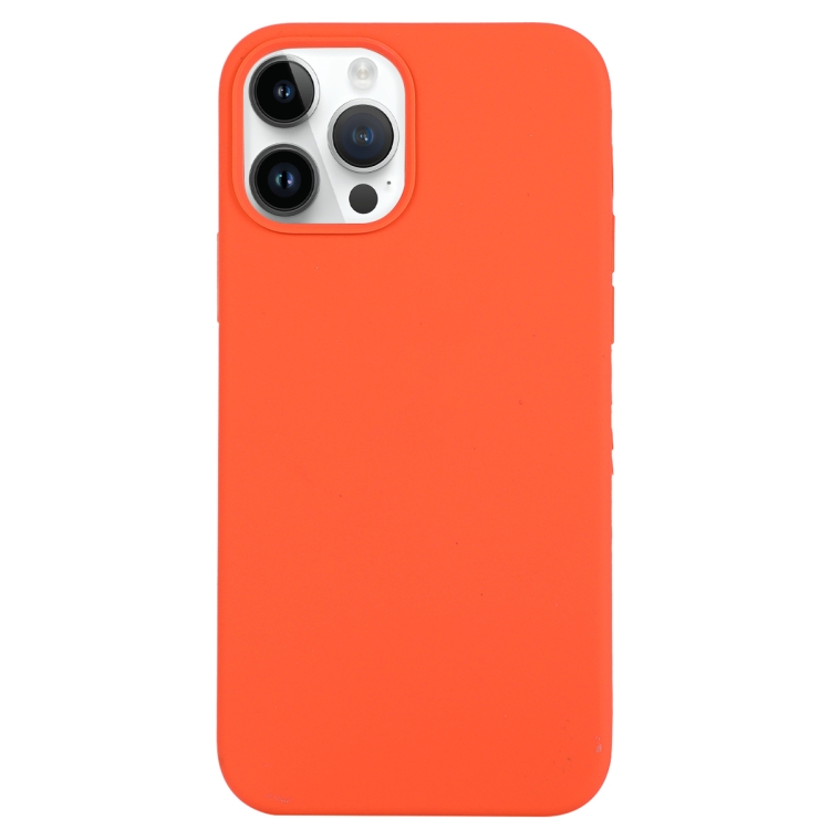 [00-665] For iPhone 14 Pro Solid Silicone Phone Case. (Orange)