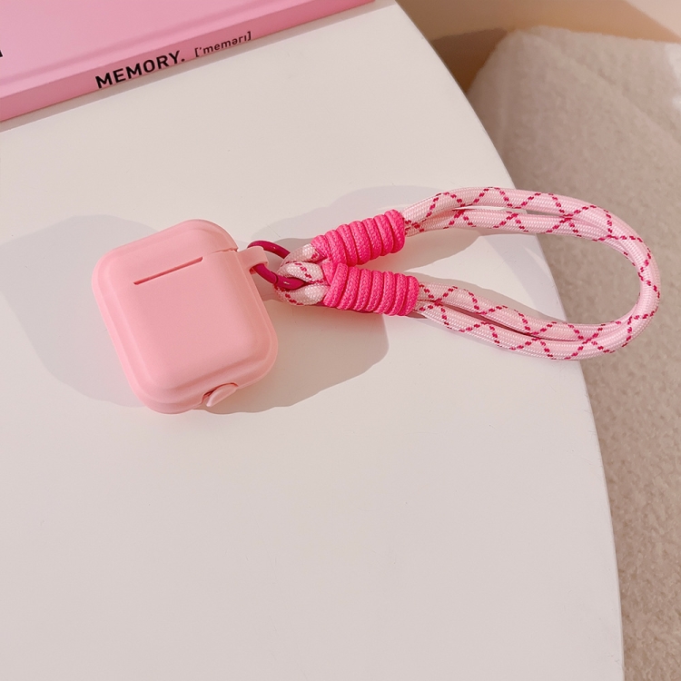 [00-702] For AirPods 3 Dopamine Contrast Color Silicone Earphone Cover With Hand Strap. (Pink)