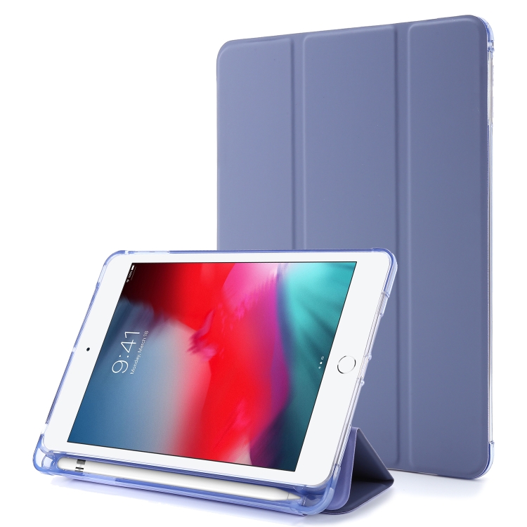 [00-743] For iPad Mini (2019) Airbag Horizontal Flip Leather Case with Three-fold Holder & Pen Holder. (purple)