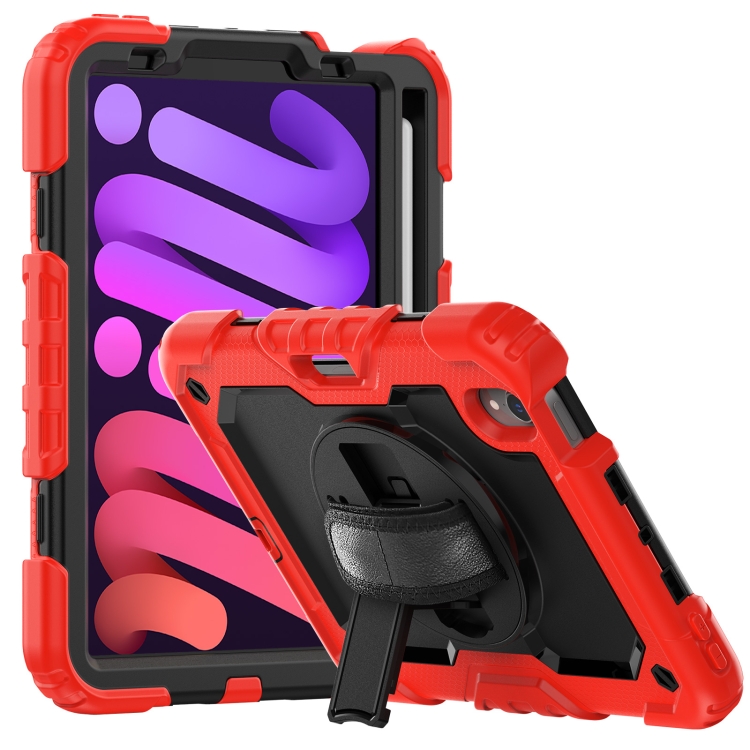For iPad mini 4/5/6/ Shockproof Silicone + PC Protective Tablet Case with Holder & Shoulder Strap & Pen Slot.