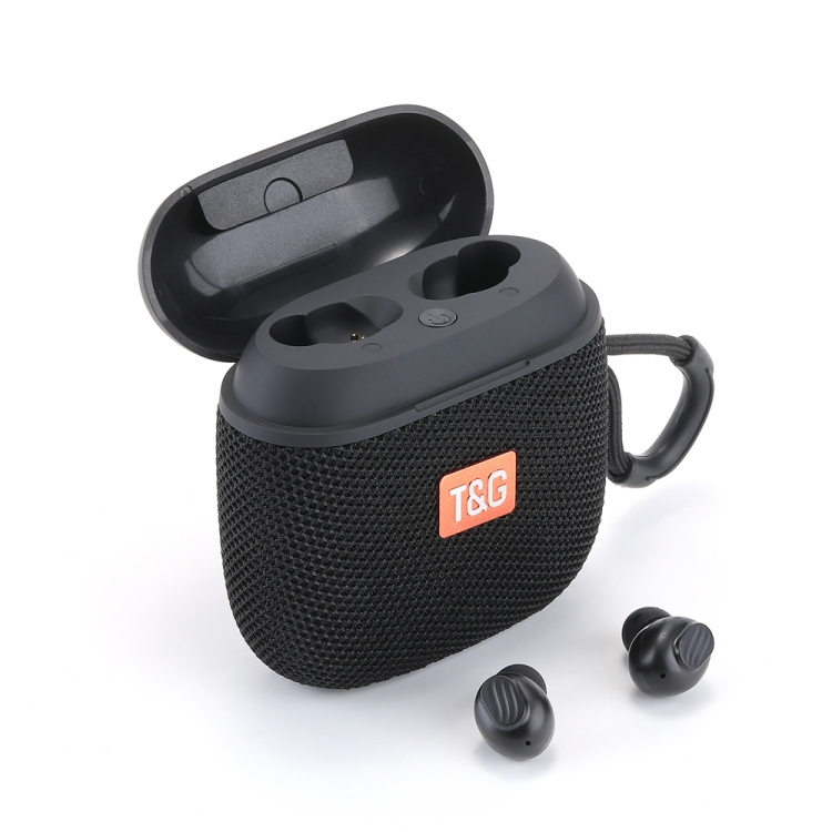 [00-521] 2 in 1 Portable Outdoor Wireless Speaker & Mini TWS Bluetooth Earbuds. (Black)