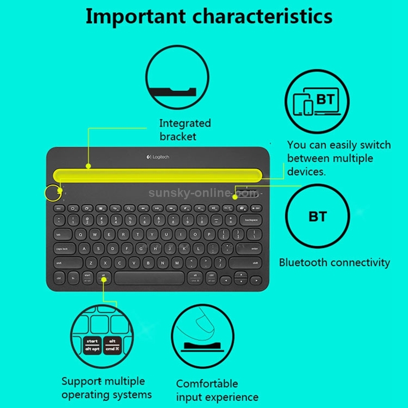  Multi-device Bluetooth 3.0 Wireless Bluetooth Keyboard with Stand.