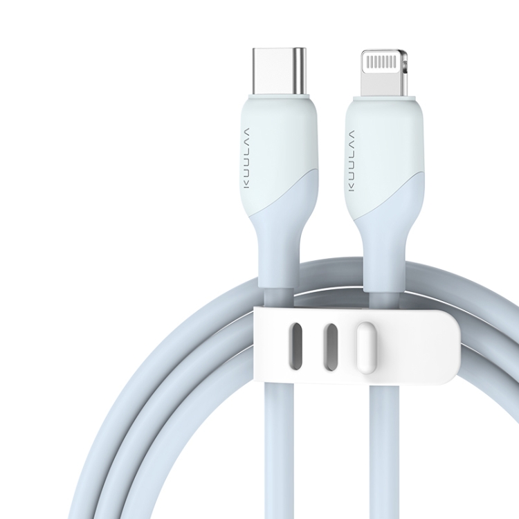 [00-931] KUULAA 30W USB-C/Type-C to 8 Pin Liquid Silicone MFI Data Cable.1m. (Blue)