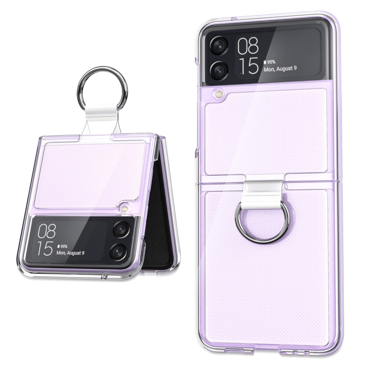 For Samsung Galaxy Z Flip 4 5G PC PVC Ring Phone Case.