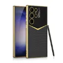For Samsung Galaxy S23 Ultra 5G GKK Plating Soft TPU + Leather Full Coverage Phone Case .