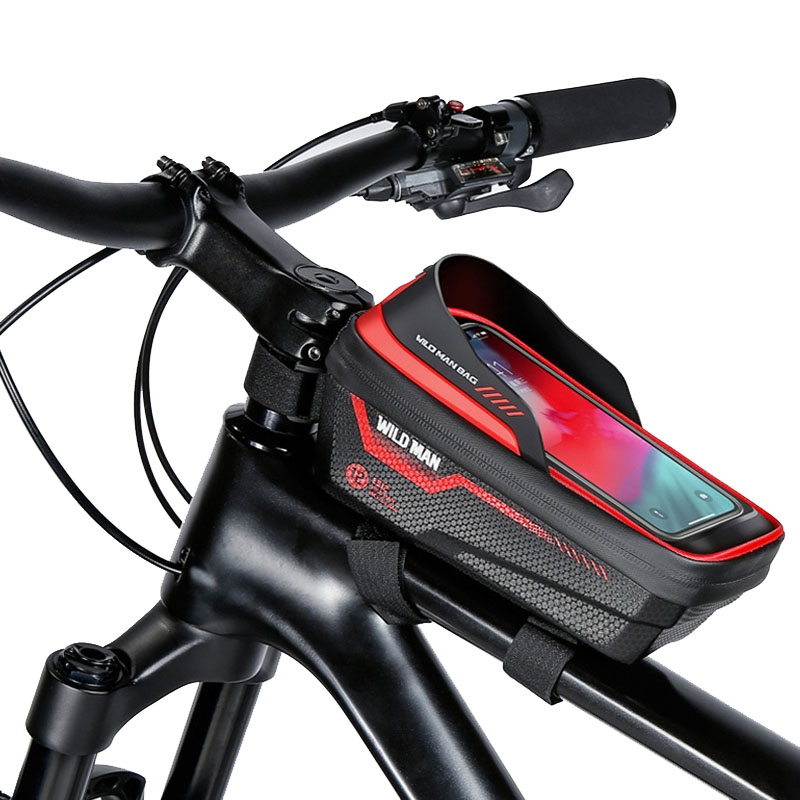WILD MAN ES12 1L Mountain Bike Front Beam Bag Bicycle Waterproof Phone Saddle Bag.