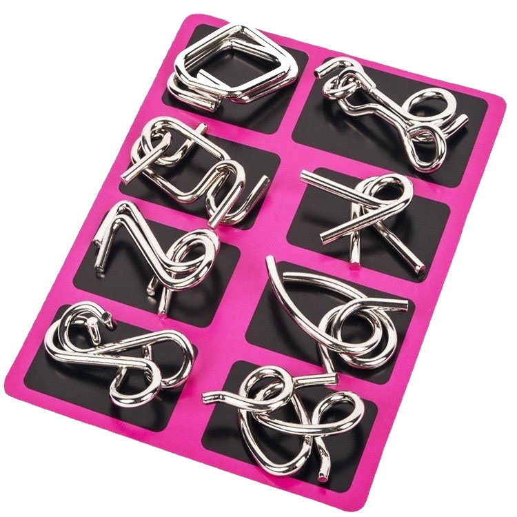 [1041] 	8pcs /Set Intelligence Unlocking Childrens Educational Toys Nine Consecutive Rings Lu Ban Lock.
 (Pink)