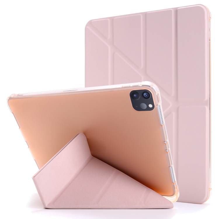 For iPad Pro 12.9 2022 / 2021 Multi-folding Horizontal Flip PU Leather + Shockproof TPU Tablet Case with Holder & Pen Slot.