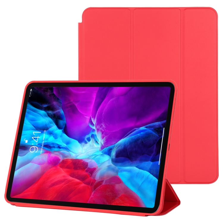[1072] For iPad Pro 12.9 inch (2020/2021) 3-fold Horizontal Flip Smart Leather Tablet Case with Sleep. (Red)