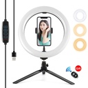 PULUZ 10.2 inch 26cm Light + Desktop Tripod Mount USB 3 Modes Dimmable Dual Color Temperature LED Curved Diffuse Light Ring Vlogging Selfie Photography Video Lights with Phone Clamp & Selfie Remote Control.