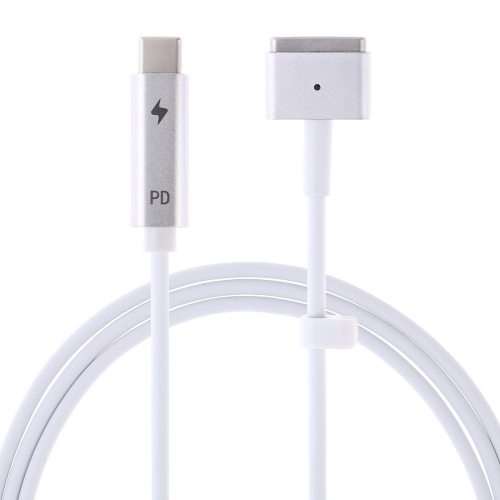 	45W / 60W / 65W 5 Pin MagSafe 2 (T-Shaped) to USB-C / Type-C PD Charging Cable(White) Customize Barcode.